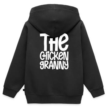 The Chicken Granny - Kinder Premium Organic Zip Hoodie - Schwarz - Hinten - AI Model Kid Male (0cm)