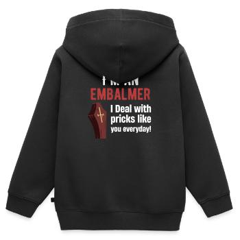 Ich Bin Ein Einbalsamierer, Ich Habe Jeden Tag - Kinder Premium Organic Zip Hoodie - Schwarz - Hinten - AI Model Kid Male (0cm)