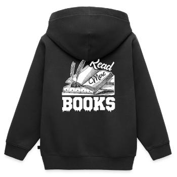 Reading Read More Books - Kids Premium Organic Zip-up Hoodie - black - Back - AI Model Kid Male (0cm)