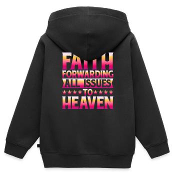 La foi transmet tous les problèmes au ciel 5 - Sweat Premium à capuche zippé enfant bio - noir - Dos - AI Model Kid Male (0cm)
