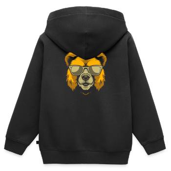 Bär Braunbär - Kinder Premium Organic Zip Hoodie - Schwarz - Hinten - AI Model Kid Male (0cm)