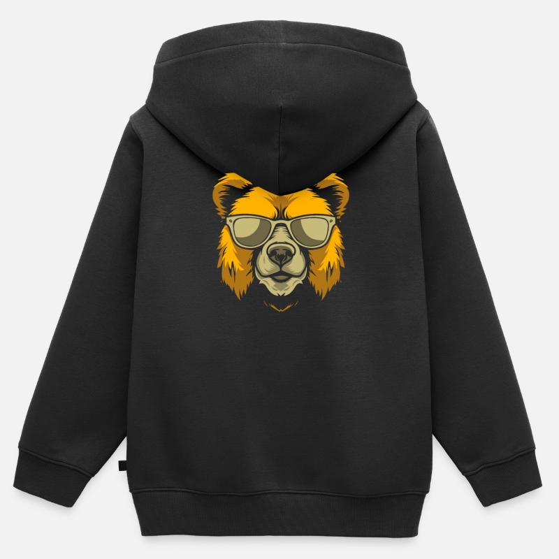Orso Orso bruno - Felpa Premium con cappuccio con zip bambino bio - nero