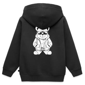 Bär Braunbär - Kinder Premium Organic Zip Hoodie - Schwarz - Hinten - AI Model Kid Male (0cm)