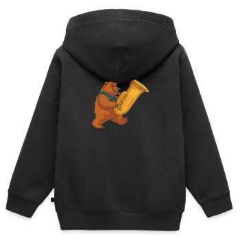 Fanfarenzug Tuba Tragen - Kinder Premium Organic Zip Hoodie - Schwarz - Hinten - AI Model Kid Male (0cm)