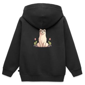 Lama Llama - Sweat Premium à capuche zippé enfant bio - noir - Dos - AI Model Kid Male (0cm)