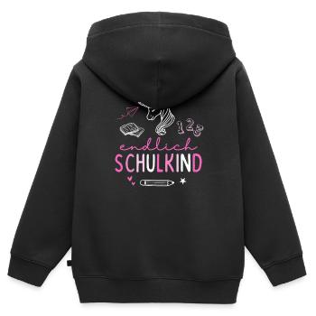 Schulkind 2024 Einhorn 1. Klasse Herz Einschulung - Kinder Premium Organic Zip Hoodie - Schwarz - Hinten - AI Model Kid Male (0cm)
