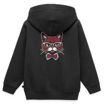 Chat mignon - Sweat Premium à capuche zippé enfant bio - noir - Dos - AI Model Kid Male (0cm)