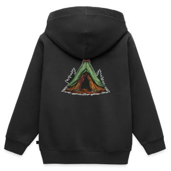 Tente scoute - Sweat Premium à capuche zippé enfant bio - noir - Dos - AI Model Kid Male (0cm)