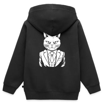 Katze Anzug - Kinder Premium Organic Zip Hoodie - Schwarz - Hinten - AI Model Kid Male (0cm)