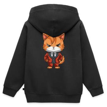 Katze Anzug - Kinder Premium Organic Zip Hoodie - Schwarz - Hinten - AI Model Kid Male (0cm)