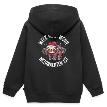 Weck mich auf wenn es Weihnachten ist - Kinder Premium Organic Zip Hoodie - Schwarz - Hinten - AI Model Kid Male (0cm)