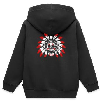 Crâne et os croisés indigènes - Sweat Premium à capuche zippé enfant bio - noir - Dos - AI Model Kid Male (0cm)