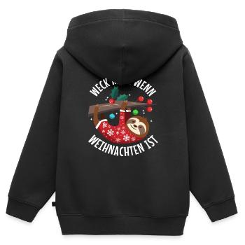 Weck mich auf wenn es Weihnachten ist - Kinder Premium Organic Zip Hoodie - Schwarz - Hinten - AI Model Kid Male (0cm)