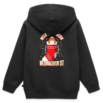 Weck mich auf wenn es Weihnachten ist - Kinder Premium Organic Zip Hoodie - Schwarz - Hinten - AI Model Kid Male (0cm)