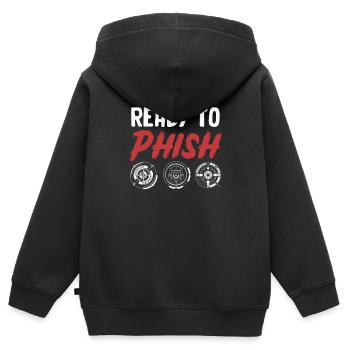 Ready for phishing funny - Kids Premium Organic Zip-up Hoodie - black - Back - AI Model Kid Male (0cm)