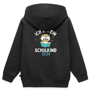 Schulkind 2024 Einhorn 1. Klasse Eule Einschulung - Kinder Premium Organic Zip Hoodie - Schwarz - Hinten - AI Model Kid Male (0cm)