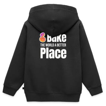Bake The World A Better Place Baking Pastry - Kids Premium Organic Zip-up Hoodie - black - Back - AI Model Kid Male (0cm)