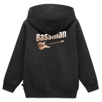 Bassist Lustiger Bassist Gitarrist Metalcore - Kinder Premium Organic Zip Hoodie - Schwarz - Hinten - AI Model Kid Male (0cm)