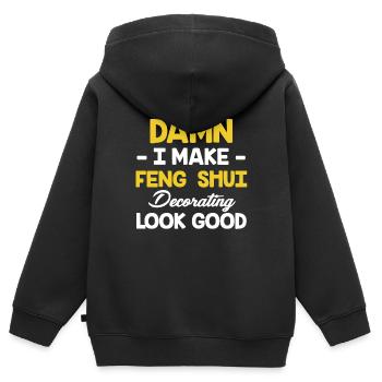 Damn! I let Feng Shui decorate well - Kids Premium Organic Zip-up Hoodie - black - Back - AI Model Kid Male (0cm)