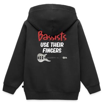 Bassisten Benutzen Ihre Finger Gitarrist - Kinder Premium Organic Zip Hoodie - Schwarz - Hinten - AI Model Kid Male (0cm)