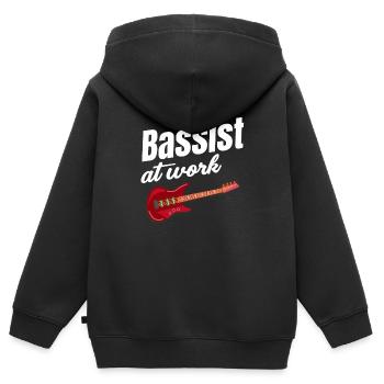 Bassist Bei Der Arbeit Lustiger Gitarrist - Kinder Premium Organic Zip Hoodie - Schwarz - Hinten - AI Model Kid Male (0cm)