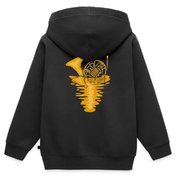 Waldhornspieler Musik Blaskapelle Waldhorn - Kinder Premium Organic Zip Hoodie - Schwarz - Hinten - AI Model Kid Male (0cm)