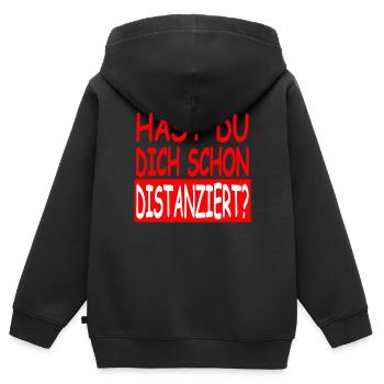 Distanziert Vers.1 - Kinder Premium Organic Zip Hoodie - Schwarz - Hinten - AI Model Kid Male (0cm)