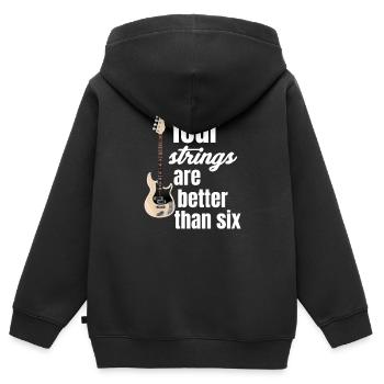 Vier Saiten Sind Besser Als 6 Bassisten Gitarrist - Kinder Premium Organic Zip Hoodie - Schwarz - Hinten - AI Model Kid Male (0cm)
