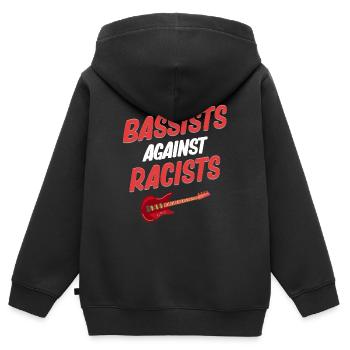Bassisten Gegen Rassisten Lustiger Gitarrist - Kinder Premium Organic Zip Hoodie - Schwarz - Hinten - AI Model Kid Male (0cm)
