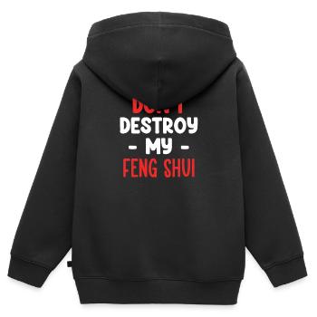 Ne détruisez pas mon Bagua asiatique Feng Shui - Sweat Premium à capuche zippé enfant bio - noir - Dos - AI Model Kid Male (0cm)