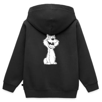 Lama Lama Sourire - Sweat Premium à capuche zippé enfant bio - noir - Dos - AI Model Kid Male (0cm)