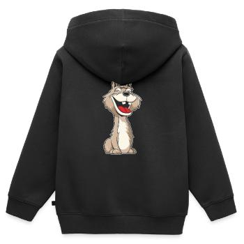 Lama Lama Drôle - Sweat Premium à capuche zippé enfant bio - noir - Dos - AI Model Kid Male (0cm)