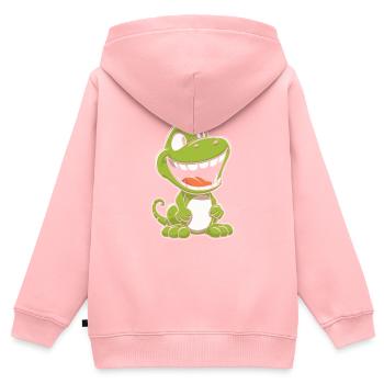 Dinosaurier Lächelnd - Kinder Premium Organic Zip Hoodie - Rosa - Hinten - AI Model Kid Female (0cm)