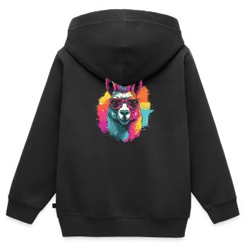 Lama Llama LGBT - Sweat Premium à capuche zippé enfant bio - noir - Dos - AI Model Kid Male (0cm)