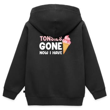 Les amygdales ont disparu, maintenant j’ai - Sweat Premium à capuche zippé enfant bio - noir - Dos - AI Model Kid Male (0cm)