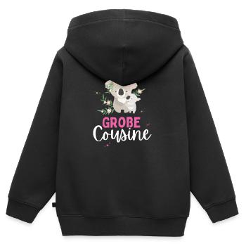 Ich werde große Cousine 2024 Koala Loading Süß - Kinder Premium Organic Zip Hoodie - Schwarz - Hinten - AI Model Kid Male (0cm)