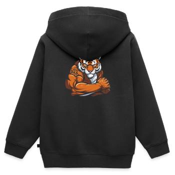 Tiger I Love Dad - Kinder Premium Organic Zip Hoodie - Schwarz - Hinten - AI Model Kid Male (0cm)