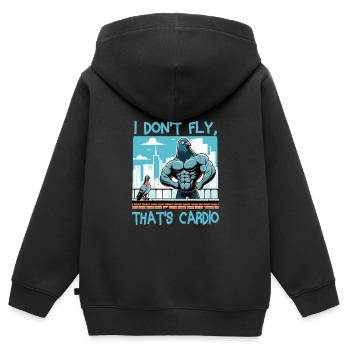 Pigeon Workout Bodybuilding Fitness Gym Muscle - Kinder Premium Organic Zip Hoodie - Schwarz - Hinten - AI Model Kid Male (0cm)