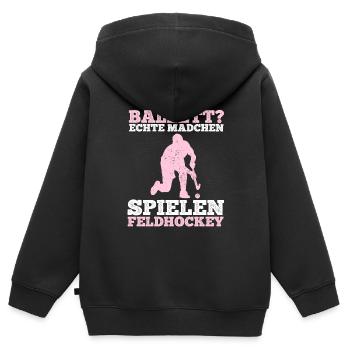 Feldhockey Feldhockeyspielerin Mannschaft Sport Ho - Kinder Premium Organic Zip Hoodie - Schwarz - Hinten - AI Model Kid Male (0cm)