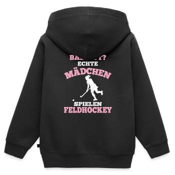 Feldhockey Feldhockeyspielerin Mannschaft Sport Co - Kinder Premium Organic Zip Hoodie - Schwarz - Hinten - AI Model Kid Male (0cm)