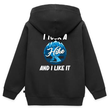Ich Habe Eine Wanderung Gemacht Und Es Hat Mir - Kinder Premium Organic Zip Hoodie - Schwarz - Hinten - AI Model Kid Male (0cm)