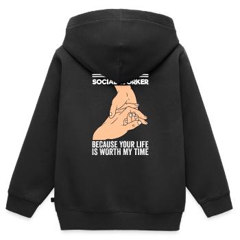 Social Worker Street Worker Street Worker - Kids Premium Organic Zip-up Hoodie - black - Back - AI Model Kid Male (0cm)