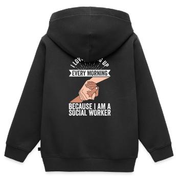 Social Worker Street Worker Street Worker - Kids Premium Organic Zip-up Hoodie - black - Back - AI Model Kid Male (0cm)