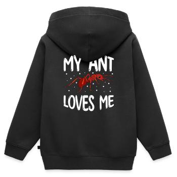 Fourmis fourmilières d’élevage de fourmis - Sweat Premium à capuche zippé enfant bio - noir - Dos - AI Model Kid Male (0cm)