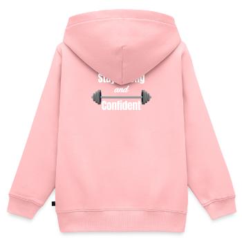 Bleiben Sie Stark Und Zuversichtlich - Kinder Premium Organic Zip Hoodie - Rosa - Hinten - AI Model Kid Female (0cm)