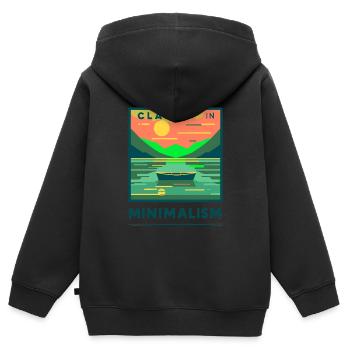 Clarté dans le lac du minimalisme - Sweat Premium à capuche zippé enfant bio - noir - Dos - AI Model Kid Male (0cm)