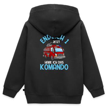 Endlich Jetzt Habe Ich Das Komando 1 Geburtstag Fe - Kinder Premium Organic Zip Hoodie - Schwarz - Hinten - AI Model Kid Male (0cm)