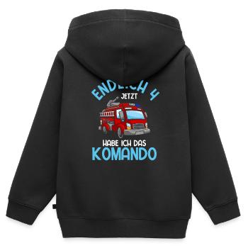 Endlich Jetzt Habe Ich Das Komando 4 Geburtstag Fe - Kinder Premium Organic Zip Hoodie - Schwarz - Hinten - AI Model Kid Male (0cm)