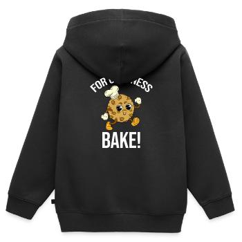 For heaven's sake, bake! Baking Puns - Kids Premium Organic Zip-up Hoodie - black - Back - AI Model Kid Male (0cm)