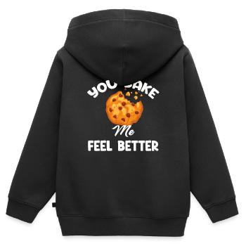 You bake me, make me feel better, puns - Kids Premium Organic Zip-up Hoodie - black - Back - AI Model Kid Male (0cm)